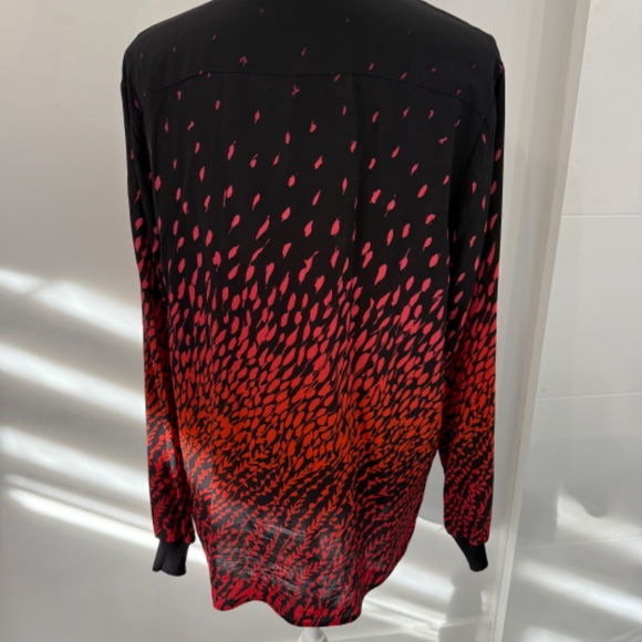 GIVENCHY Red Silk Crepe Blouse with Bow Tie V Neck STUNNING Designer Top Sz 40 - Picture 6 of 12